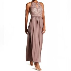 Morgan & Co. from David's Bridal Lace Sequence Bodice Back Keyhole Halter Dress